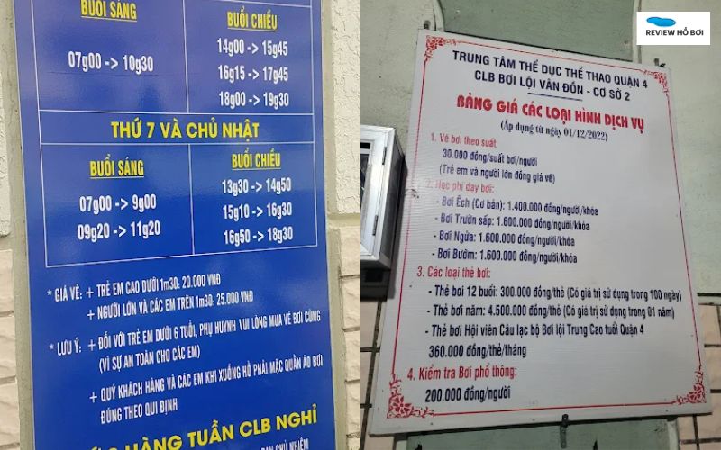 Review hồ bơi Vân Đồn 2: Giờ mở cửa, giá vé, khóa học bơi Bảng giá và nội quy tại hồ bơi Vân Đồn 2