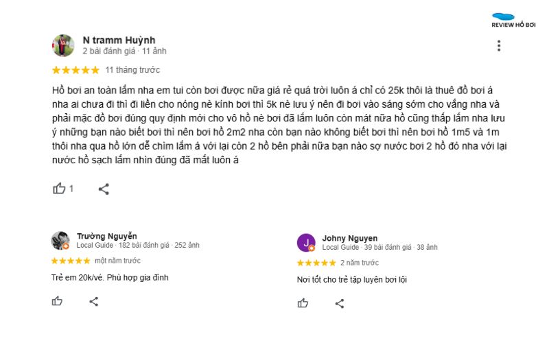 Review Hồ bơi Võ Trường Toản: Giá vé và chất lượng dịch vụ Review trải nghiệm thực tế từ khách hàng