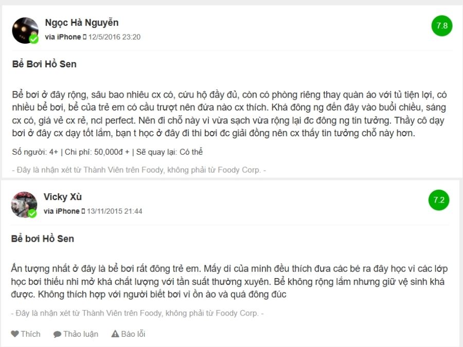 Review bể bơi Hồ Sen mới nhất: Giá vé, giờ mở cửa, tiện nghi Nhiều người dùng lâu dài đánh giá dịch vụ tại Hồ Sen đáng tin cậy