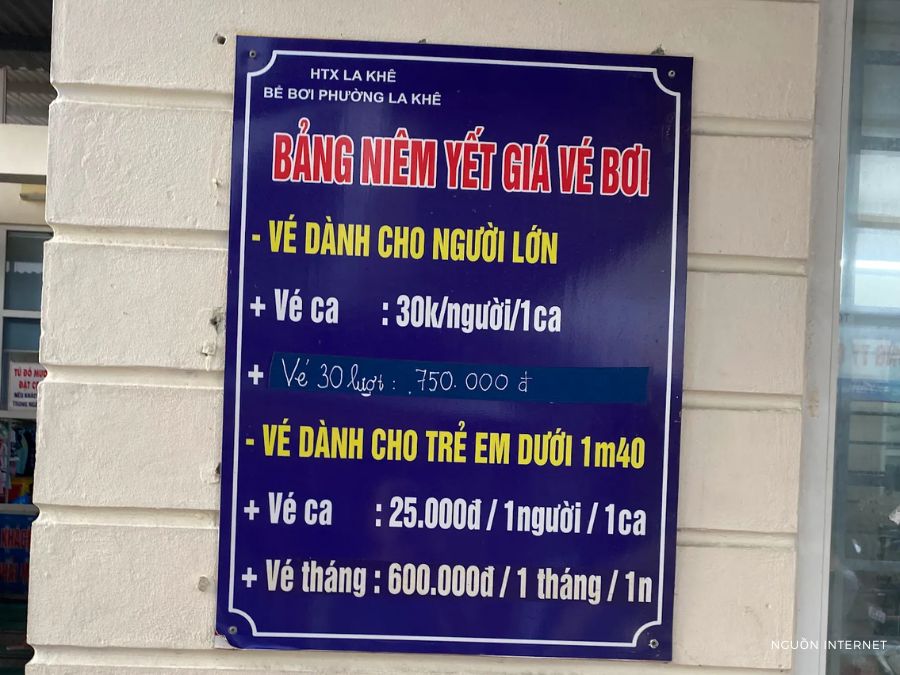 Giá vé Bể bơi La Khê mới nhất