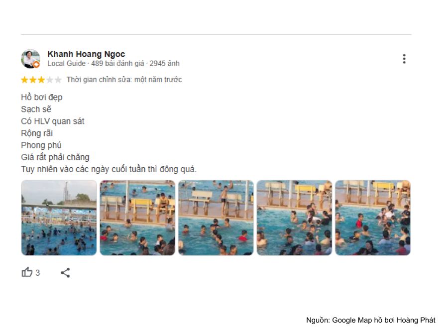 Review Hồ bơi Hoàng Phát mới nhất - Giá vé, giờ mở cửa & SĐT Bình luận của Khanh Hoang Ngoc trên Google Maps của bể bơi Hoàng Phát