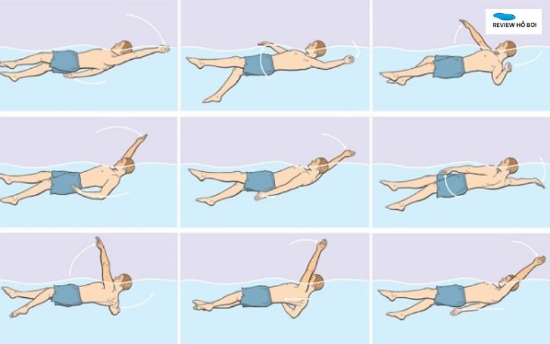 Kỹ Thuật Bơi Ngửa: Hướng Dẫn A-Z Cho Người Mới Bắt Đầu Minh họa kỹ thuật phối hợp tay, chân và nhịp thở khi bơi ngửa