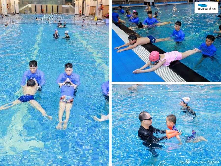 Giáo viên đang dạy bơi tại Hapulico Swimming Pool Hà Nội