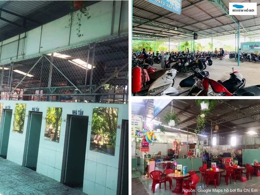 Review hồ bơi Ba Chị Em: Giá vé, giờ mở cửa và tiện ích đi kèm Nhà tắm, bãi giữ xe và quầy bán đồ tại hồ 3 Chị Em