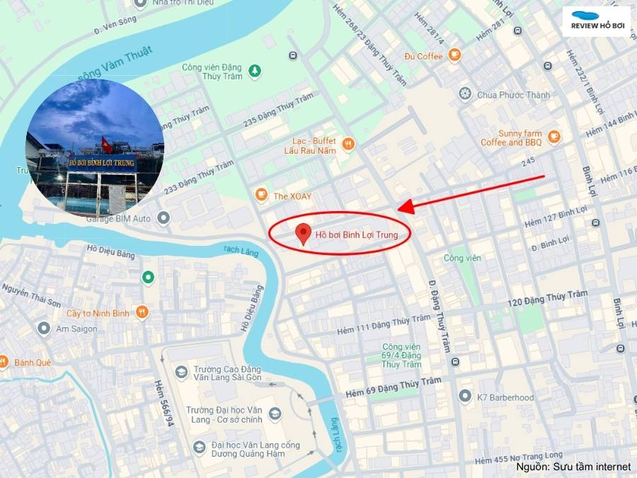 Vị trí của bể bơi Bình Lợi Trung trên Google Maps