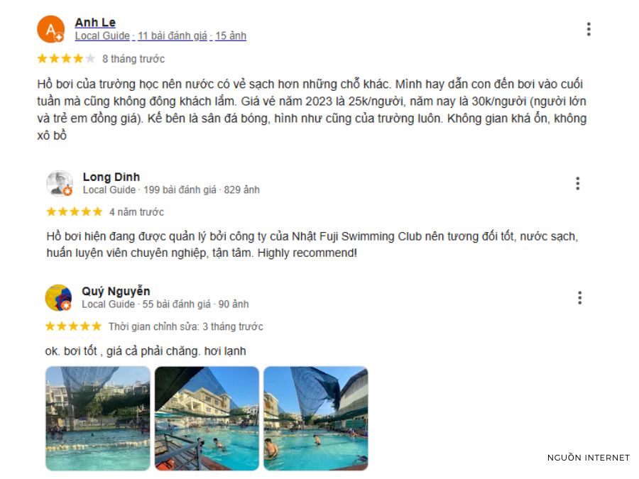 Review từ khách bơi tại Bình Lợi Trung trên Google Maps