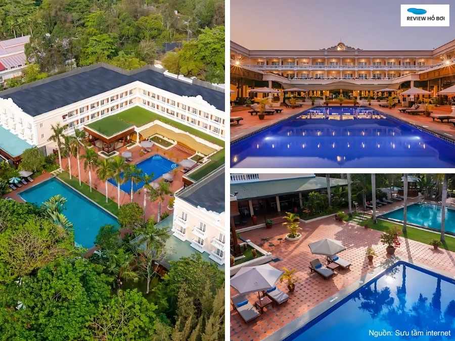 Top 7+ hồ bơi Cần Thơ sạch đẹp, được yêu thích nhất Toàn cảnh hồ bơi Victoria Resort tại Cần Thơ