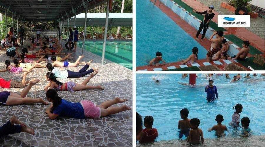Hình ảnh hồ bơi Minh Thư với các buổi học bơi thực tế