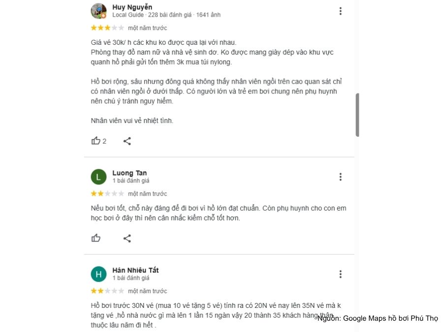 Review hồ bơi Phú Thọ mới nhất: Giá vé, giờ mở cửa và lớp học bơi Phản hồi tích cực từ khách hàng về bể bơi Phú Thọ trên Google Maps