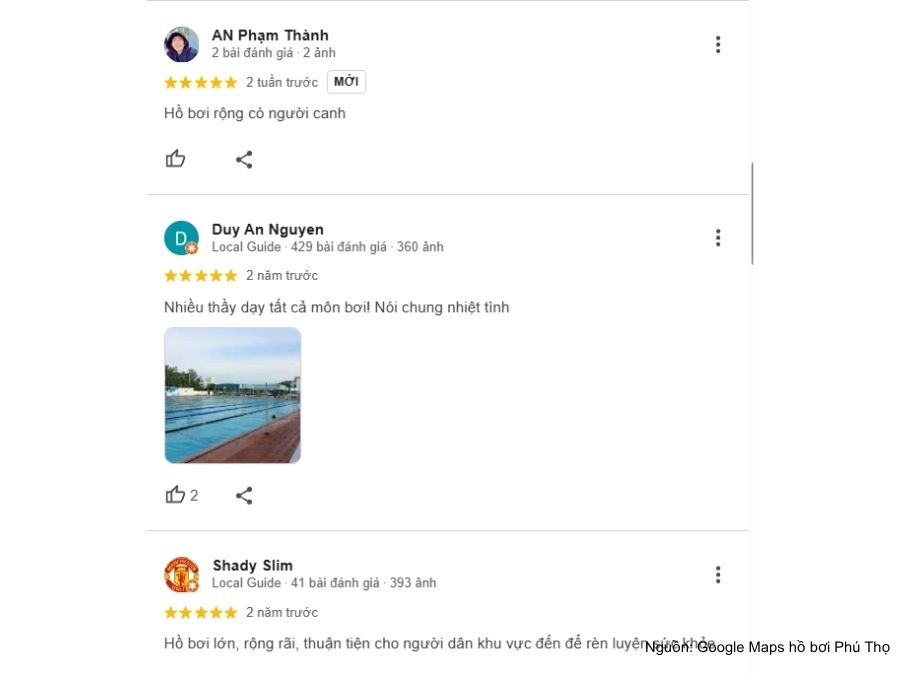 Review hồ bơi Phú Thọ mới nhất: Giá vé, giờ mở cửa và lớp học bơi Phản hồi tiêu cực về hồ Phú Thọ trên Google Maps