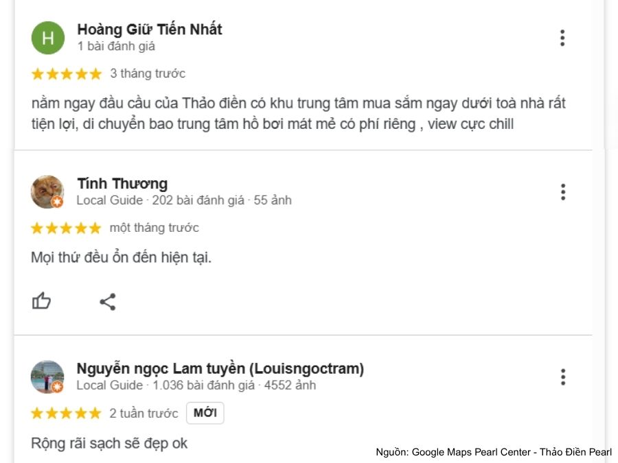 Review hồ bơi Thảo Điền Pearl: Giá vé, suất bơi và lịch học Những đánh giá tích cực về hồ bơi Pearl trên Google Maps