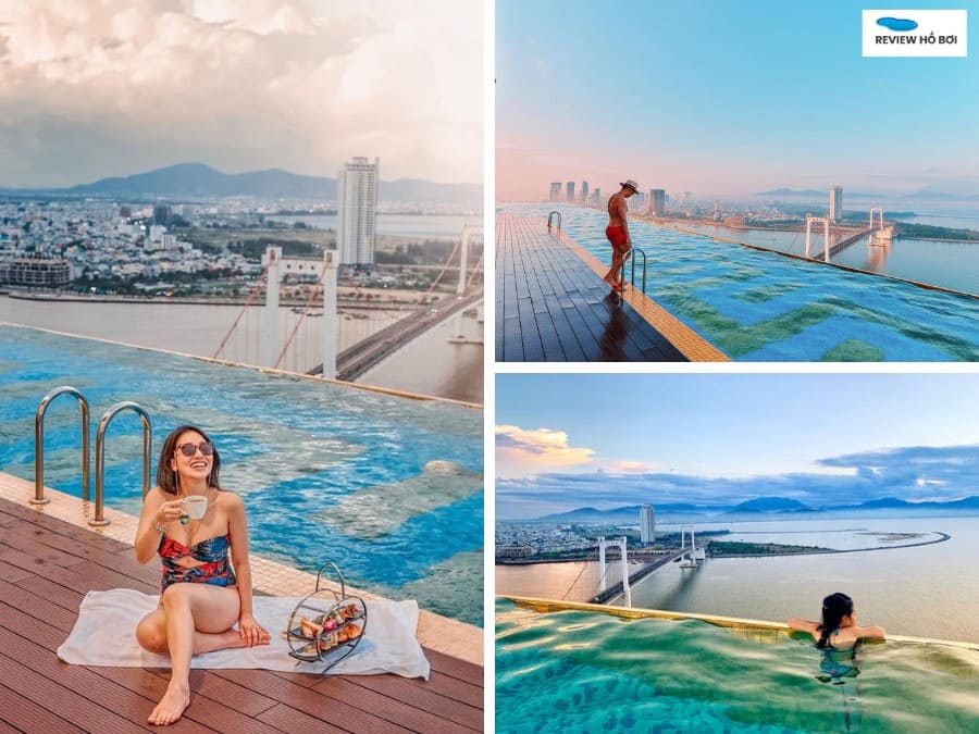 4 khách sạn hồ bơi vô cực Đà Nẵng view đẹp, lên hình sang chảnh Hồ bơi vô cực dát vàng 24K tại Danang Golden Bay Đà Nẵng