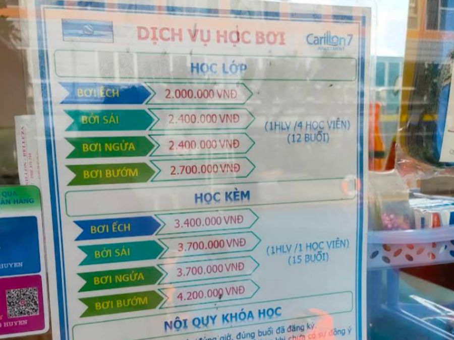 Đánh giá hồ bơi Carillon Tân Phú: Tiện ích, giá vé & dịch vụ thực tế Hình ảnh dịch vụ học bơi cụ thể tại hồ bơi Carillon