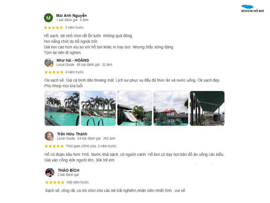 Khách hàng chia sẻ trải nghiệm tại hồ bơi Phú Hiệp