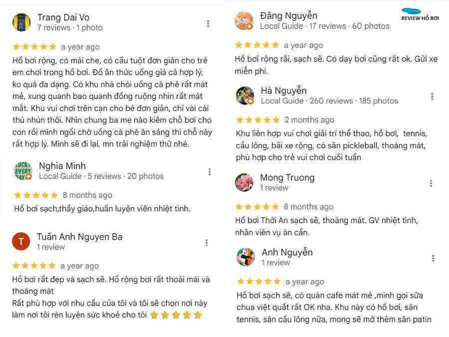 Review hồ bơi Thới An Quận 12 mới nhất: Giá vé, giờ mở cửa Đánh giá thực tế về chất lượng hồ bơi Thới An