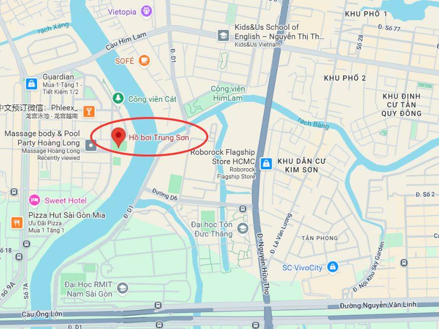 Review hồ bơi Trung Sơn Bình Chánh: Giá vé, giờ mở cửa Hình ảnh địa chỉ hồ bơi Trung Sơn