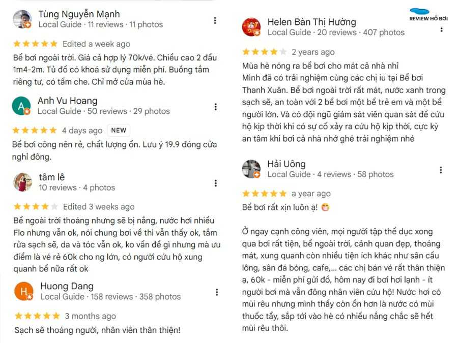 Review bể bơi Thanh Xuân: Giá vé, giờ mở cửa, lịch bơi Đánh giá thực tế về chất lượng hồ bơi Thanh Xuân