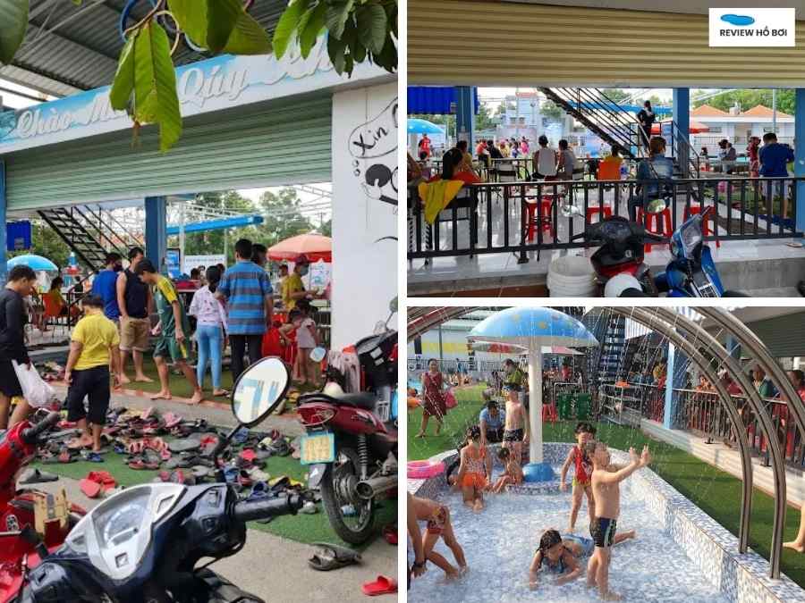 Tiện ích hồ bơi Đông Hòa gồm ghế nghỉ,  khu vui chơi trẻ nhỏ