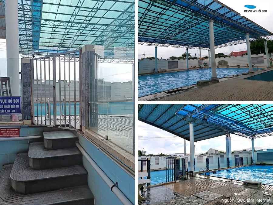 Toàn cảnh không gian rộng rãi và thoáng đãng của hồ bơi Quốc Hùng