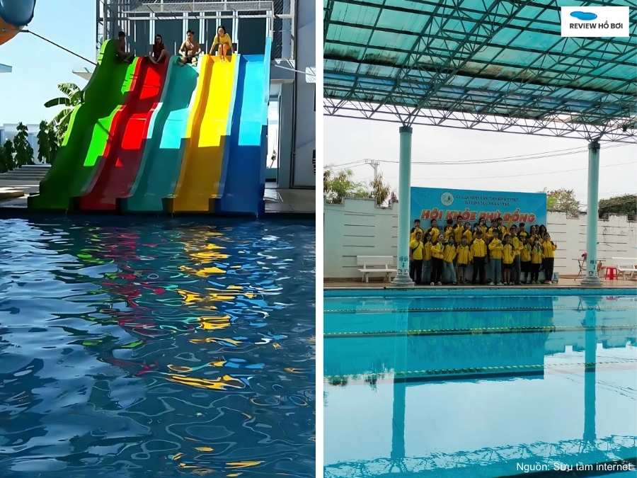 Bể bơi Quốc Hùng Phan Thiết thoáng mát và có quy mô lớn