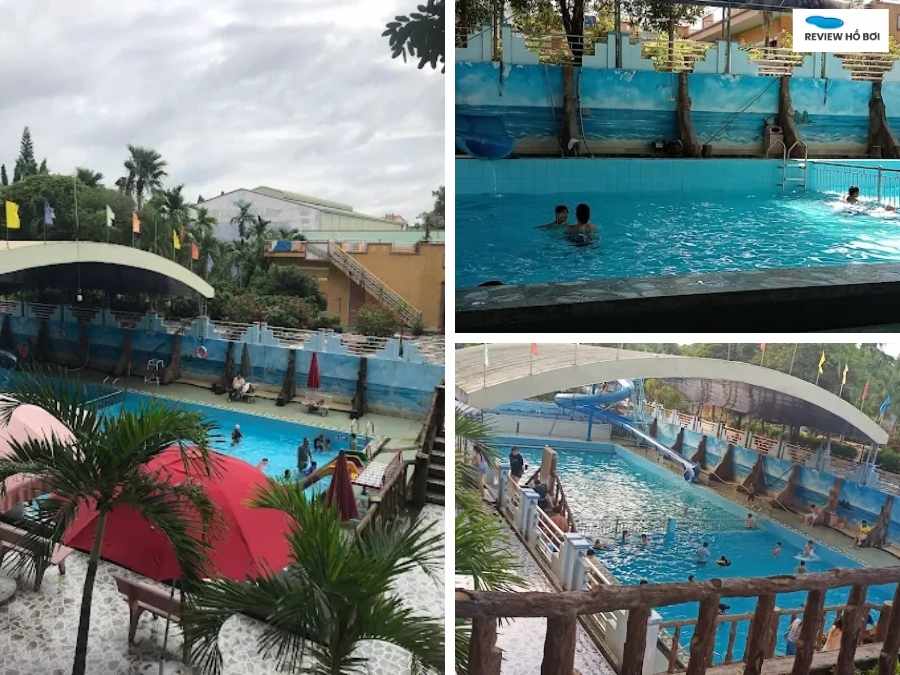 Review hồ bơi Tám Đáng Đồng Nai: Địa chỉ, giá vé, giờ mở cửa Khu vực hồ bơi Tám Đáng với người bơi và ghế nghỉ