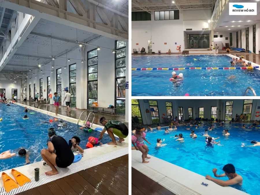 Toàn cảnh không gian rộng và thoáng tại bể bơi