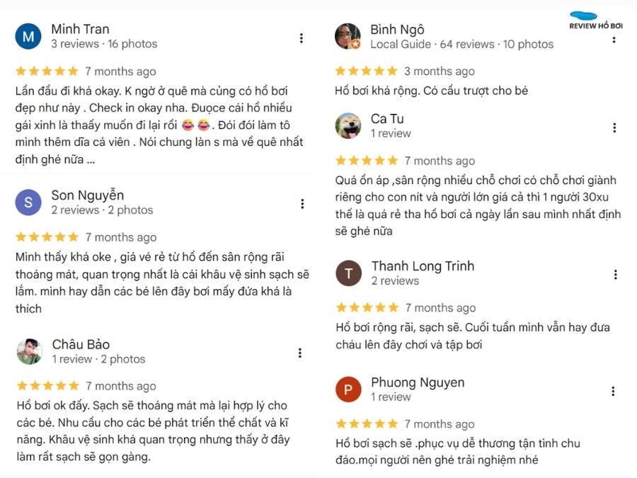 Review hồ bơi Lộc Nga: Giá vé, giờ mở cửa, đánh giá thực tế Trải nghiệm của khách hàng tại hồ bơi Lộc Nga