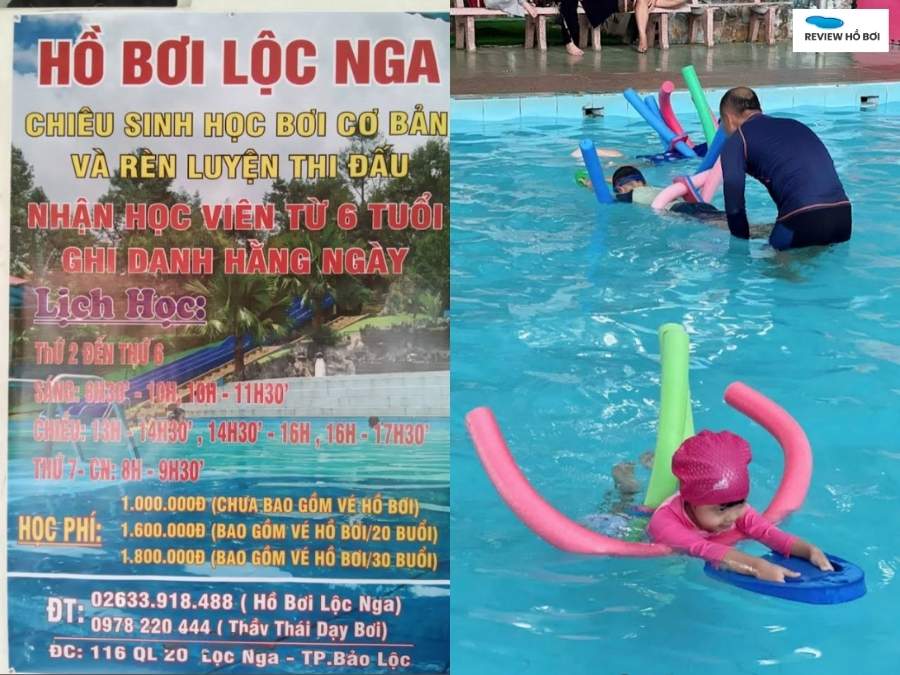 Review hồ bơi Lộc Nga: Giá vé, giờ mở cửa, đánh giá thực tế Trải nghiệm học bơi với mức giá hợp lý tại hồ bơi Lộc Nga