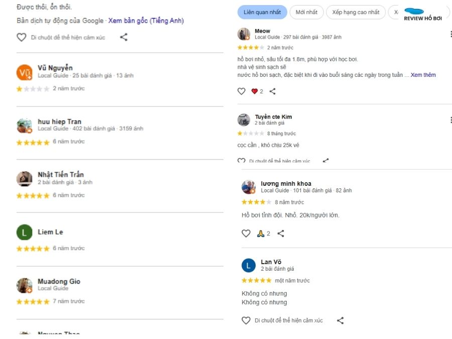 Review hồ bơi Trần Phong mới nhất: Giá vé và tiện ích thực tế Khách hàng nhận xét về dịch vụ và tiện ích tại hồ bơi Trần Phong