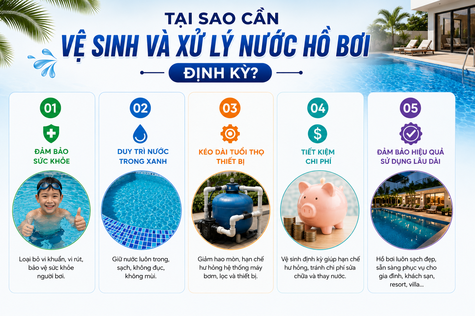 CẨM NANG TOÀN DIỆN: QUY TRÌNH VỆ SINH HỒ BƠI TIÊU CHUẨN VÀ XỬ LÝ HÓA CHẤT TỪ A - Z Tầm quan trọng của việc vệ sinh hồ bơi định kỳ